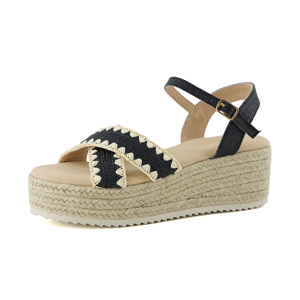 Ola Raffia Platform Sandals - view 2
